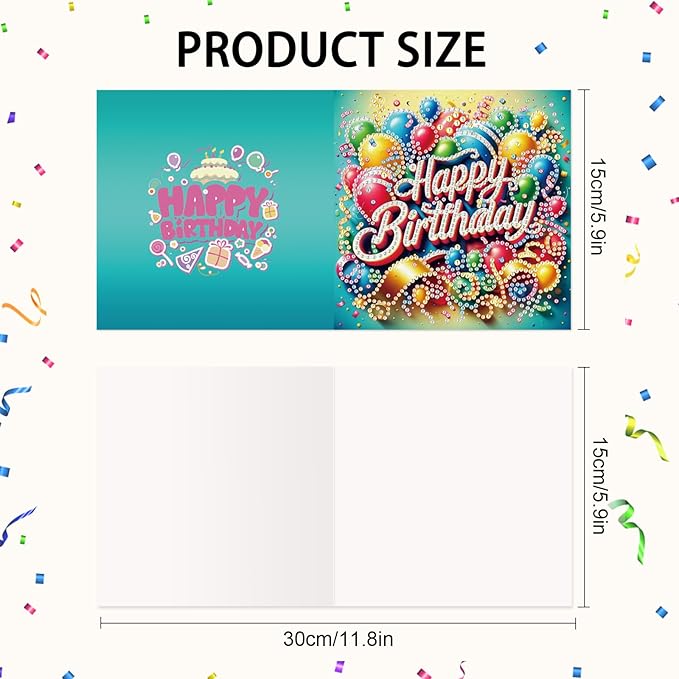 6-Pack Wishes & Blooms Bouquet Diamond Painting Greeting Card Kits, Special Shaped Diamonds Painting, DIY Handcraft for Relatives and Friends with Wishes,Unique Design Crafting for Birthday Cards