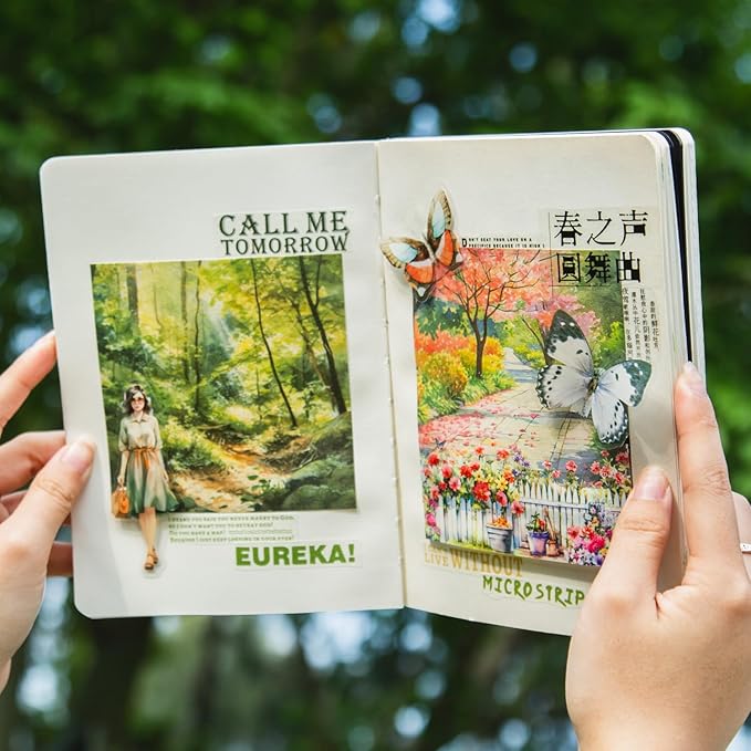 180Pcs Seasonal Scrapbook Paper, Nature Ephemera Pack for Journaling and Junk Journals, Scrapbooking Kit with Glue Tape