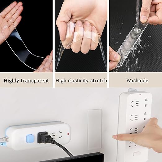 Nano Double Sided Tape Heavy Duty Mounting Tape 1.18" x 33 FT Resistente Clear Super Stick Tape with High Tack Strong Grip Picture Hanging Strips Adhesive Poster Carpet Tape