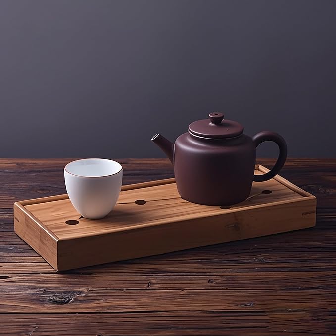 Bamboo Tea Tray Janpanese Table Box with Water Storage Drainage Chinese Gongfu Tea Table 11.9 * 4.9 * 1.4" Mini Kungfu Tea Serving Tray for House Home Office