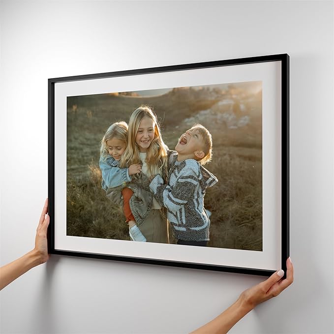 Mixtiles Official Custom Photo Tiles - Magnetic Wall Frames - Adhesive Sticker, no Nails - Personalized Printed Photos - Various Sizes and Frames - 27x20-1-Tile - Border Black