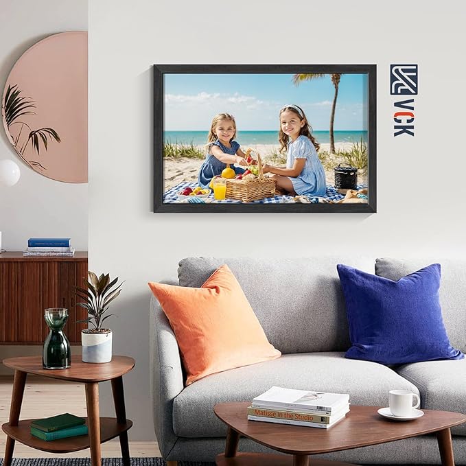 VCK 20x30 Frames Black Set of 5, Wide Border Wood, Display 18x24 Picture Photo with Mat or 20 x 30 without, for Home, Office, Gallery, Woodgrain Series, Wall Hanging
