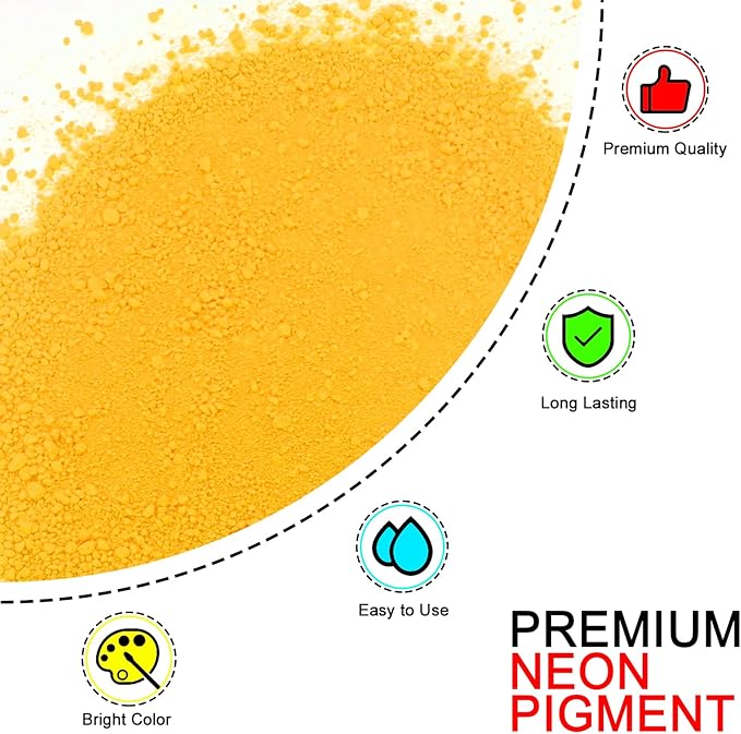 Matio Neon Pigment Powder, 1.8oz/ 50g Amber Orange Highly Fluorescent Nail Powder Iridescent Mica for Epoxy Resin, Soap Making, Candle Dye, Bath Bomb, Nails, Tumblers, Slime, Painting,DIY Craft