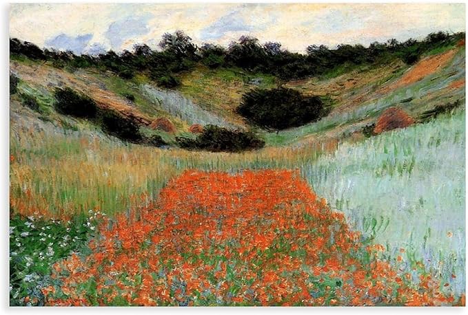 40+ Monet Famous Print Posters Poppy Field in A Hollow near Giverny by Claude Monet Impressionism Canvas Poster Bedroom Decor Print Sports Landscape Office Room Decor Gift Unframe 24×36inch(60×90cm)