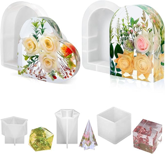 2PCS Resin Molds Silicone,Epoxy Resin Casting Craft Mold for Flower Preservation Bookends DIY Art (2)