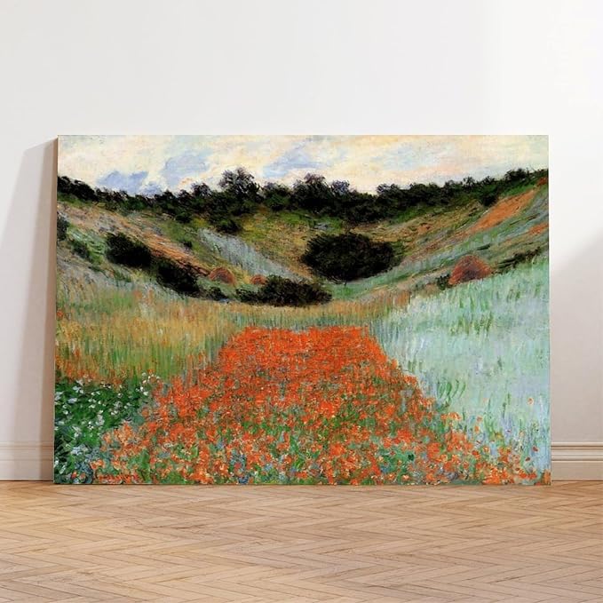 40+ Monet Famous Print Posters Poppy Field in A Hollow near Giverny by Claude Monet Impressionism Canvas Poster Bedroom Decor Print Sports Landscape Office Room Decor Gift Unframe 24×36inch(60×90cm)