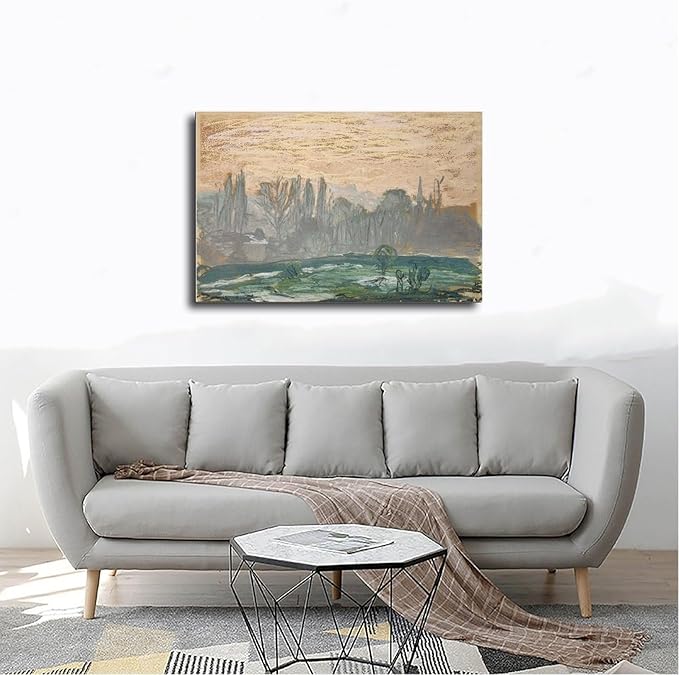 CFIOZYOS 40+ Monet Famous Print Posters Winter Landscape with Evening Sky by Claude Monet Impressionism Poster for Teen Boys Room Wall Art Canvas Painting Print Frame 16×24inch(40×60cm)