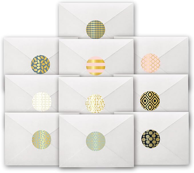 Smart Scribble 50 Blank Cards and Envelopes, Assorted Greeting Cards for All Occasions, 4x6” Blank Note Cards with Envelopes and Matching Stickers- 10 Elegant Designs, Thank You Card Assortment Pack,