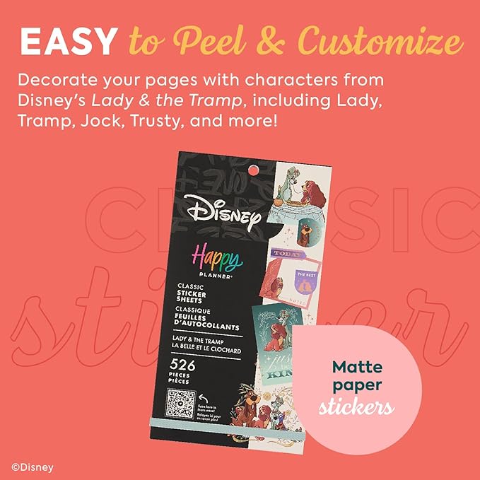Happy Planner Disney 30-Sheet Easy-Peel Sticker Pack for Calendars and Journals, Jazz Cats