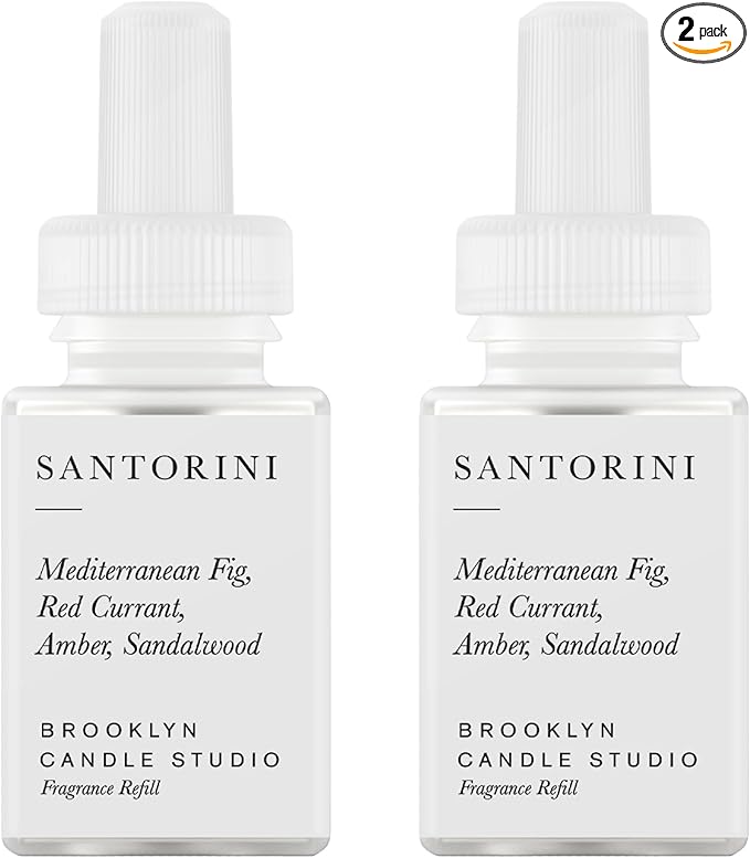 Pura & Brooklyn Candle Studio Home Scent Refill - Smart Air Diffuser - Up to 120-Hours of Luxury Fragrance per Refill - Home Essential - Clean & Safe Diffuser Fragrance - 2 Pack, Santorini
