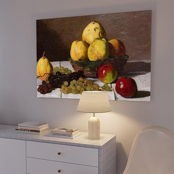 40+ Monet Famous Print Posters Still Life with Pears And Grapes by Claude Monet Impressionism Poster Print for Room Aesthetics Canvas Wall Art Print Frame 16×24inch(40×60cm)