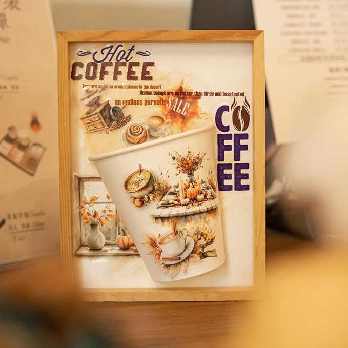 120 Pcs Coffee Themed PET Stickers Set, Vintage Aesthetic Stickers for Scrapbooking, Journaling, and DIY Crafts