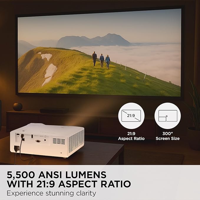 ViewSonic LS901-4K UHD 4K Laser Projector with 5500 Lumens, 1.7X Optical Zoom, 4K HDR/HLG Support, 4 Corner Adjustment, H/V Keystone, 360 Degrees Projection for Home Theater and Commercial Venues