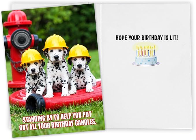 Funny Dog Birthday Card for women, men, family & friends - hilarious dalmation greeting card if you need help putting out your candles!