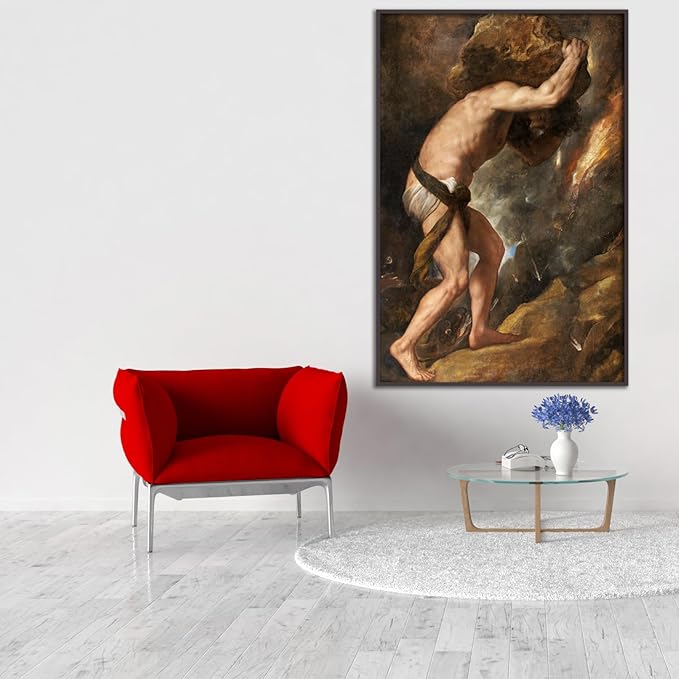 OKRA Tiziano Vecellio Canvas Wall Art Sisyphus Poster Ancient Greek Mythology Art Master Painting Print Modern Home Decor Suitable for Bedroom Living Room Office Wall Decor Unframed(8x12in/20x30cm)