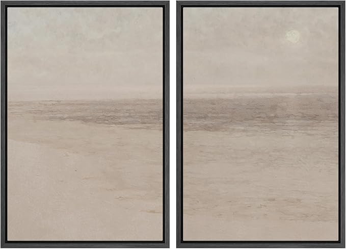 SIGNWIN Framed Canvas Print Wall Art Set Soft Abstract Landscape Cool and Neutral Tones Modern Minimalism Decorative Nordic for Living Room, Bedroom, Office - 16"x24"x2 Black