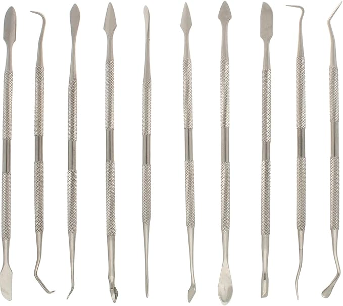 TAURISH 12-Piece Stainless Steel Wax Carver Tool Set, Double Ended Carving Kit for Dental Wax, Clay, Jewelry, Sculpting and Modeling
