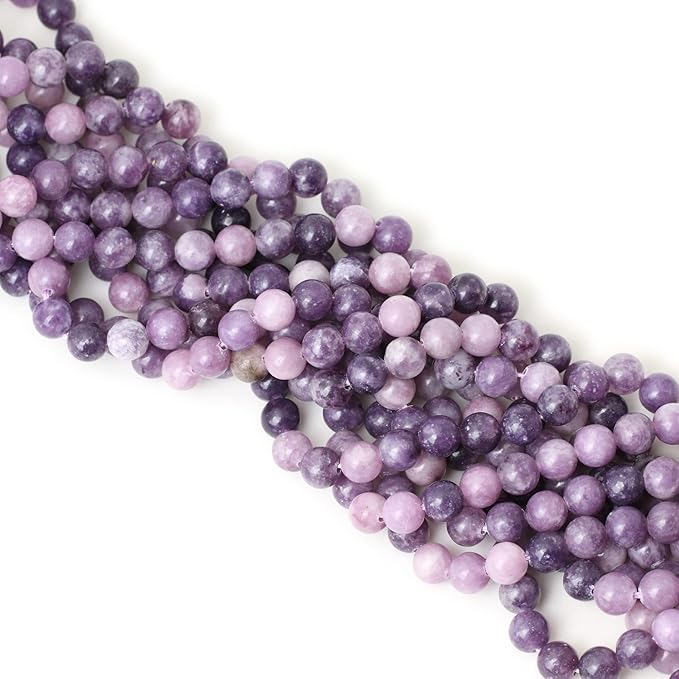 45PCS 8mm Natural Lepidolite Round Loose Beads for Jewelry Making 1 Strand 15"