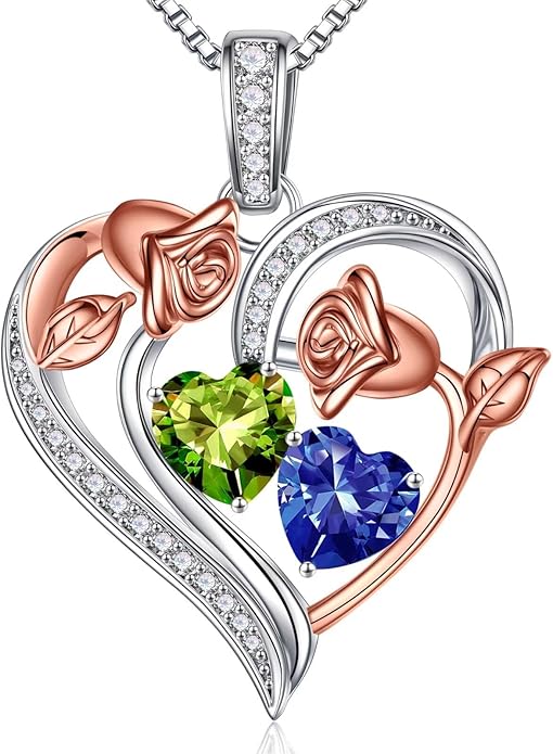 Iefil Christmas Gifts for Women Wife - 925 Sterling Silver Rose Heart Necklace, Stocking Stuffers for Women, Anniversary Birthday Gifts for Wife Girlfriend Mom