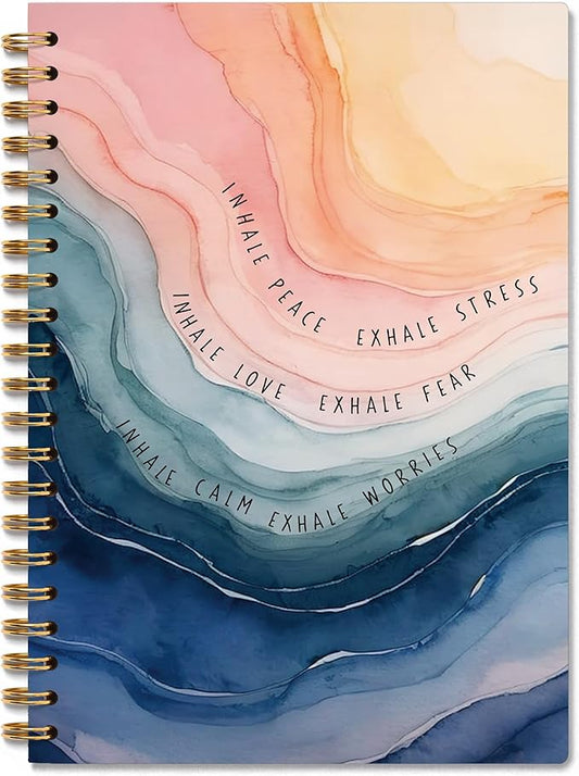 Inhale Exhale Mental Health Notebook, Guided Journal for Mental Health, Inspirational Psychology Therapy Gifts Spiral Notebook Journal, 5.5x8.3 Inch