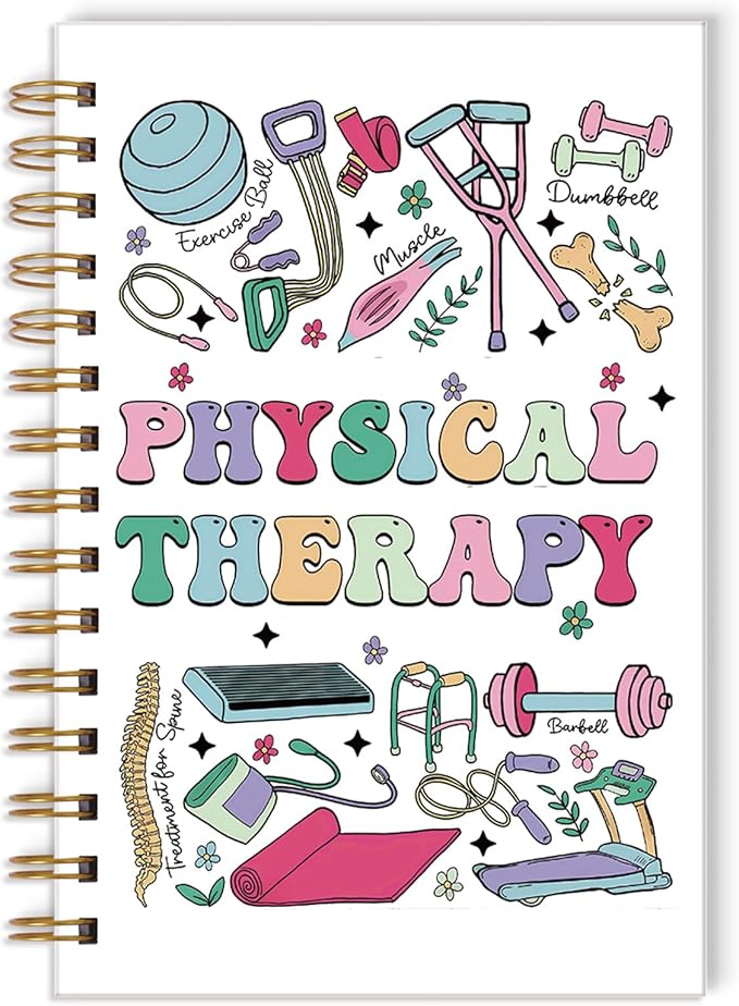 Physical Therapy Spiral Notebook - Physical Therapy Gifts Hardcover Spiral Journal Notebook for Women PT Month Appreciation Gift Therapist Notebooks for Note Taking 5.5x8.3 Inch