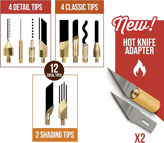 ArtSkills Wood Burning Tool Kit for Adults Teens & Beginners – 16 Piece Complete Woodburning Kit with Adjustable Temperature Wood Burning Pen, 12 Tips, Hot Knife Adapter – Wood Engraver for DIY Crafts