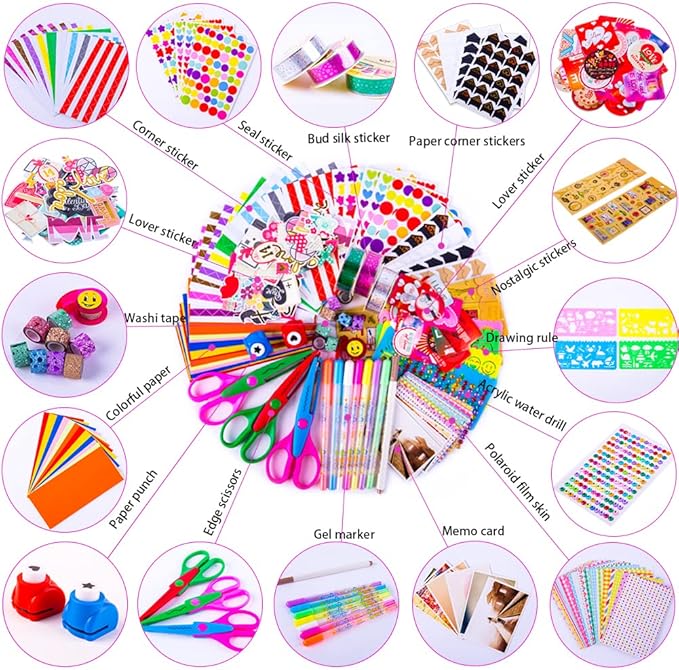 FaCraft Scrapbooking Supplies Kit Luxury Accessories,Scrapbooks Album Supplies,DIY Card Making Craft for Kids Art Activity Birthday Graduation Gift