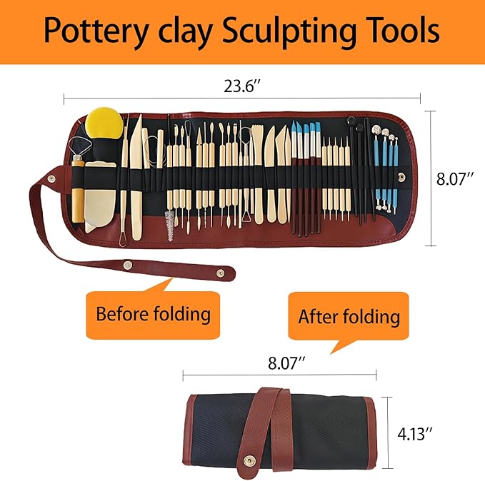 Clay Sculpting Tools Kit, 43PCS Pottery Clay Tools Kit for Adults, Pottery Craft, Dotting, Baking, Carving, Drawing, Molding, Modeling