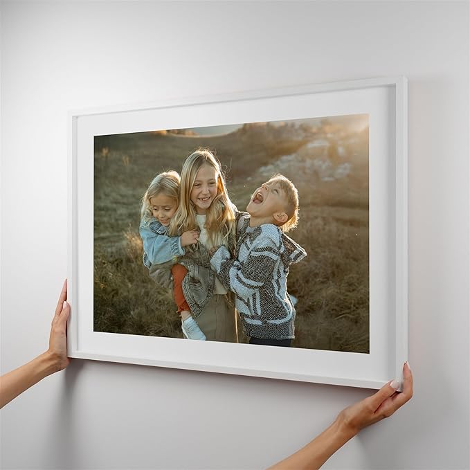 Mixtiles Official Custom Photo Tiles - Magnetic Wall Frames - Adhesive Sticker, no Nails - Personalized Printed Photos - Various Sizes and Frames - 27x20-1-Tile - Border White