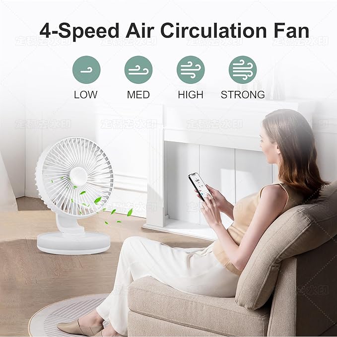 Small Desk Fan With Night Light, Auto Oscillating Table Fan With 3000mAh Rechargeable Battery, USB Personal Fan With 4 Speeds Wind, Adjustable Fan For Home, Office Bedroom, Camping (white)
