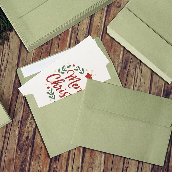 Keketer A4 Sage Green Printable 4x6 Envelopes 70 Pack Self - Seal, for 4x6 Cards, Weddings, Invitations, Baby Shower 4.25 x 6.25 Inches