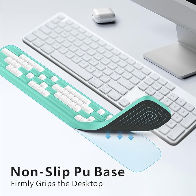 MEKASS Keyboard Wrist Rest, Ergonomic Wrist Pad, Soft Memory Foam Keyboard Hand Rest with Non-Slip Base, Easy Typing, Pain Relief, Comfort Support for Office Work Gaming Accessories (Mint White)