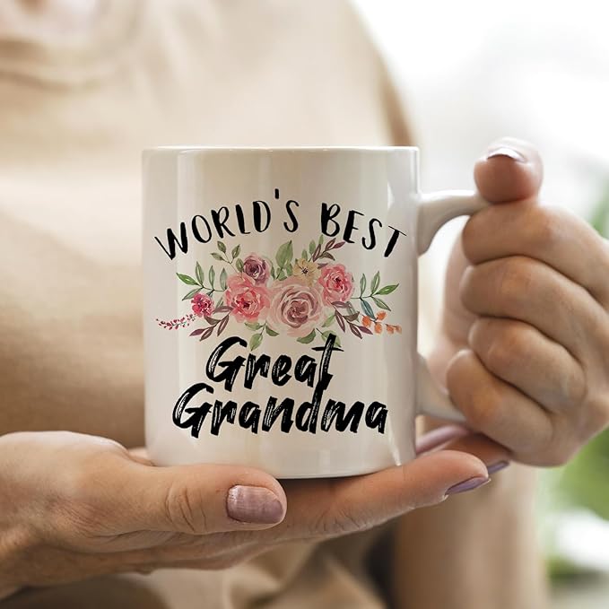 IWXYI Great Grandma Mug, World's Best Great Grandma Ceramic Coffee Mug Cup 11 Ounce