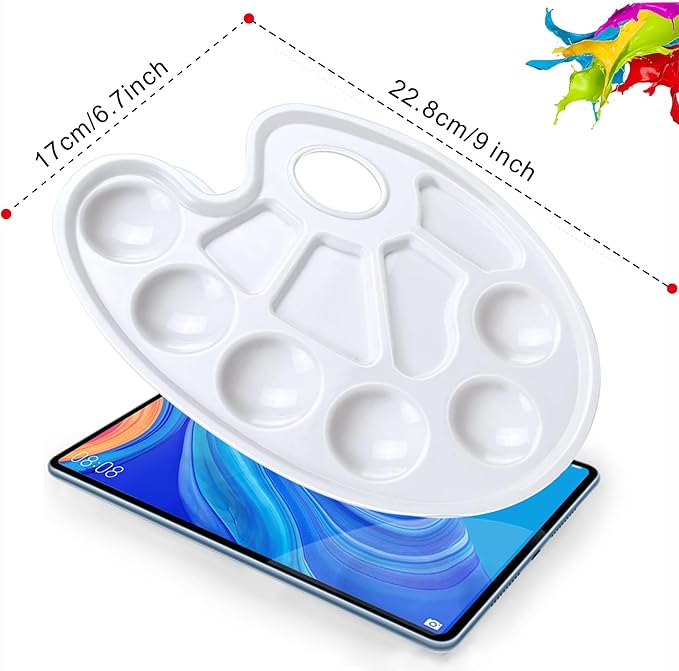 22PCS Oval Paint Tray Palettes with Thumb Hole Plastic Paint Pallets for Kids and Students Ideal for Craft DIY Painting and Birthday Painting Party White Color Durable and Easy to Clean. White