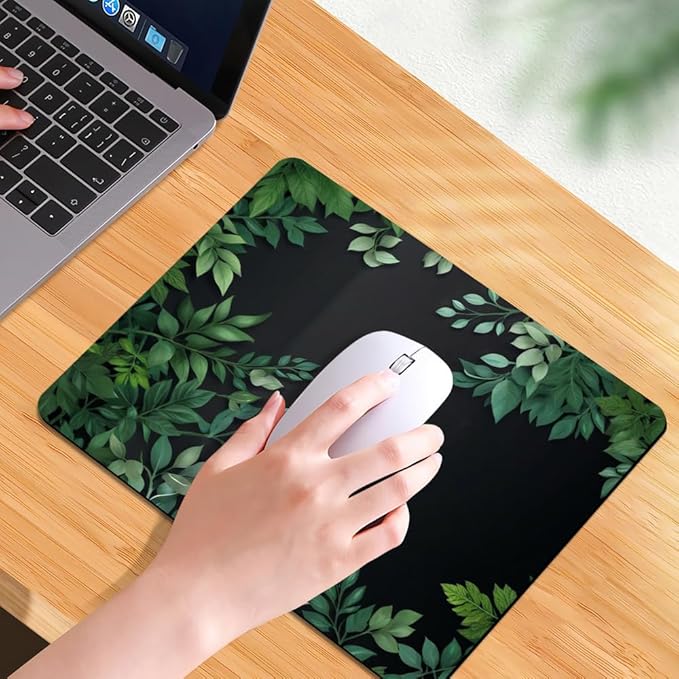 Cute Leaves Pattern Floral Texture Mouse pad, Square Waterproof and Anti Slip Mouse pad for Office laptops
