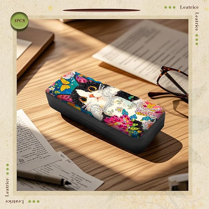 Leatrice Cat Diamond Art Kits for Adults Small Diamond Painting Kit Eyeglasses Case Gem Art Paint by Diamonds Dot 5d Diamond Art DIY for Beginner Women