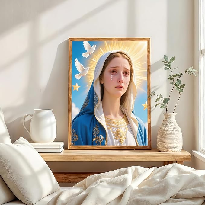 Mosaflare 5D Diamond Painting Kits for Adults, Virgin Mary Diamond Art for Beginners, DIY Full Round Drill Paint by Diamonds Dot Gem Art for Adults, Home Wall Decor 12x16 Inch