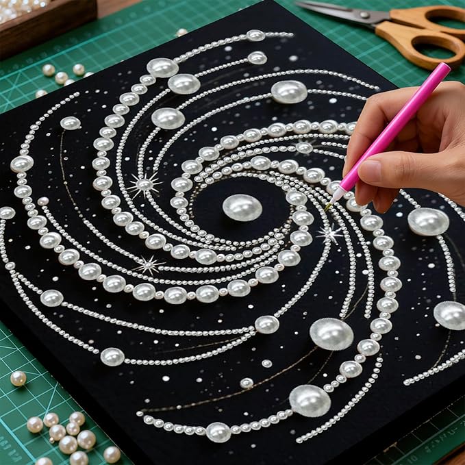 DIY Pearl Painting Kit with Wooden Frame, 3D Plastic Pearl Gemstone Ocean Art Craft for Adults Beginners, Diamond Art Kits for Adults, Home Wall Decor Ready Gift for Women(Vortex)(30 * 30cm)