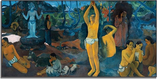 OKRA Where We Come From Who We Are Where We Are Going Poster By Paul Gauguin Painting Reproduction of Famous Painting Vintage Poster Room Aesthetic Wall Decorate Unframed(20x40in/50x100cm)