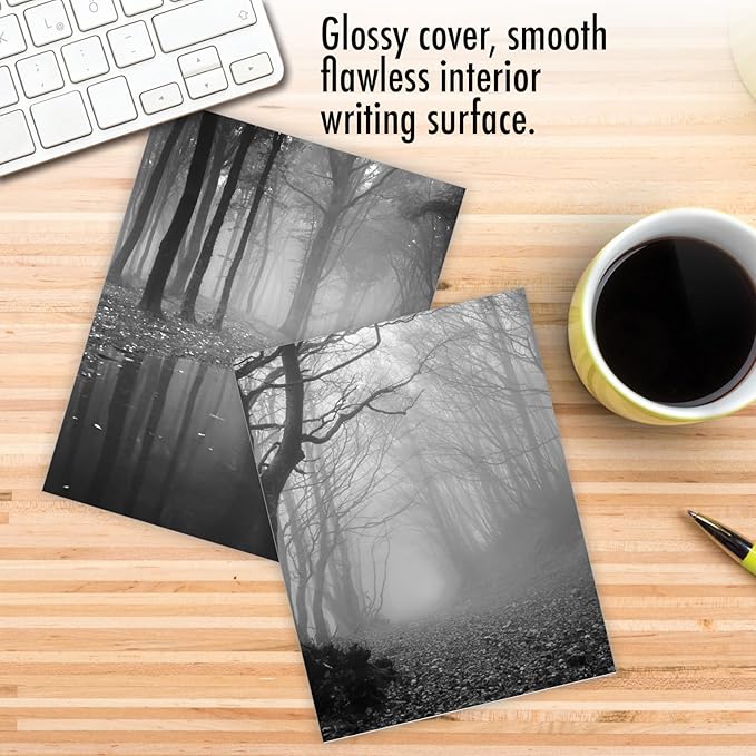 The Best Card Company - 20 All Occasion Blank Greeting Cards (4 x 5.12 Inch) - Monocolor Photos (10 Designs, 2 Each) - Misty Woods AM7167OCB-B2x10