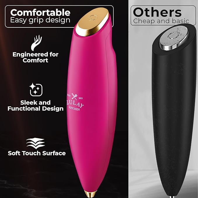 Zulay Kitchen Patented Tornado Triple Whisk Milk Frother with 4 Duracell Batteries – Handheld Foam Maker for Coffee, Lattes, Matcha & Hot Chocolate – Rich, Creamy Froth in Seconds