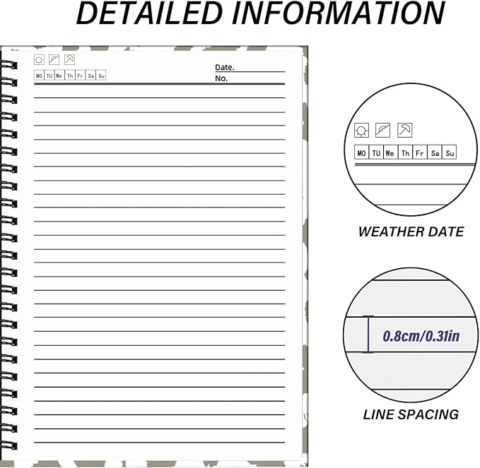 Spiral Notebook,Hardcover Journal Wide Ruled Spiral Notebook,A5 5.5 x 8.3 Inch,80GSM Thick Paper 60 Sheets 120 Pages for Girls Women School Office Aesthetic Cute-Grey Leopard Cheetah