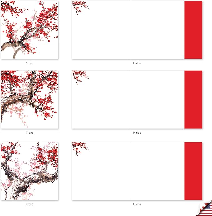The Best Card Company - 10 Assorted Flower Cards Blank (4 x 5.12 Inch) - All Occasion Floral Greetings Boxed - Cheers and Cherries MQ5072OCB-B1x10