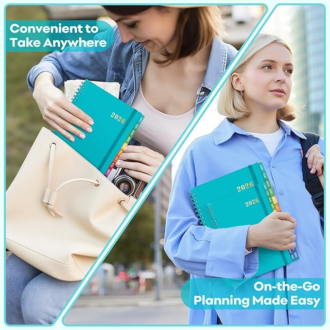 2026 Planner – 2026 Planner Weekly and Monthly: Jan. 2026 - Dec. 2026, 5.5" x 8.2", 2026 Calendar Planner with Monthly Tabs, Flexible Cover, Thick Paper, Inner Pocket for School Office Supplies(Green)