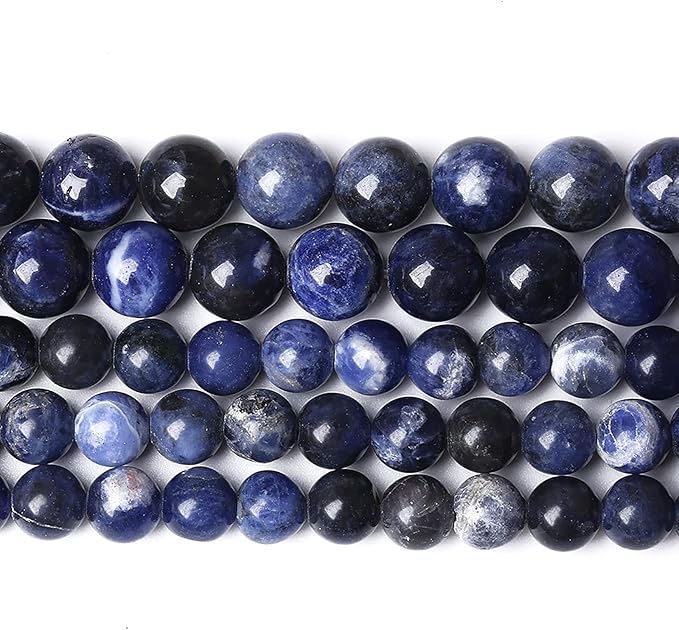 Natural Dark Blue Sodalite Stone Beads Round Loose Spacer Beads for Jewelry Making DIY Bracelet Assortments 45Pcs 8mm 1 Strand (8mm, Natural Blue Sodalite)
