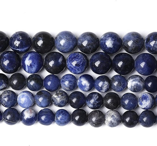 32Pcs 12mm Natural Dark Blue Sodalite Stone Beads Round Loose Spacer Beads for Jewelry Making DIY Bracelet Assortments 1 Strand (12mm, Natural Blue Sodalite)