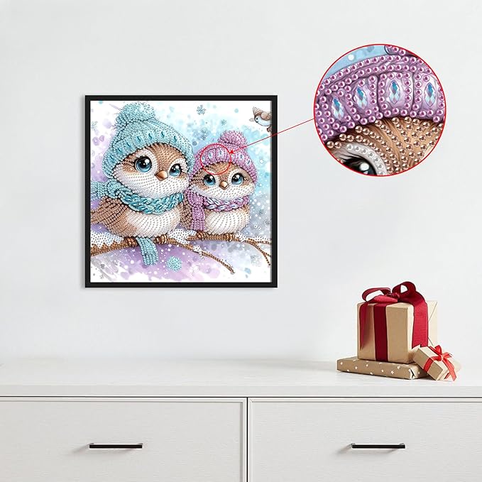 Tontut Diamond Painting Kit for Adult Beginners, Owl 5D Special Diamond DIY Crystal Rhinestone Crafts for Home Wall Decoration