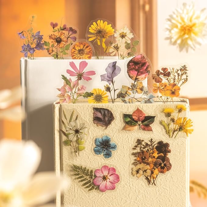 216PCS Scrapbook Stickers Set,Transparent Dried Flower Stickers for Journaling,Scrapbooking,Junk Journal Supplies,Photo Frame,Phone Case,Cups,Planner,DIY Craft(Dried Flowers)