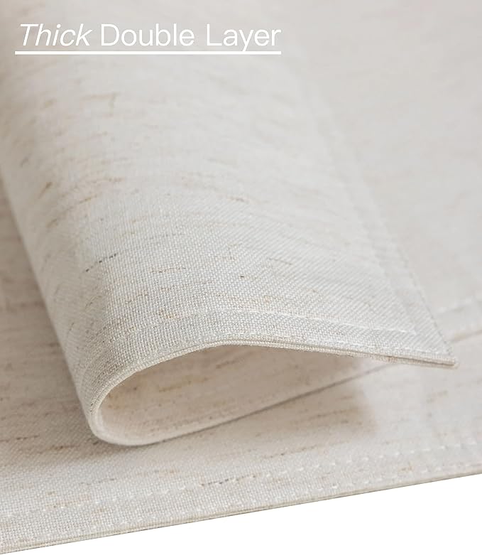 Set of 8 Cream Linen Placemats Table Placement Mats Plate Coasters for Dining Table Water Repellent Rectangular Farmhouse Modern 12x18 Inch