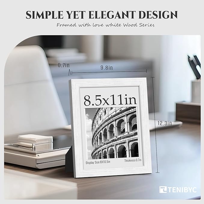Picture Frame 4 Pack - Solid Wood Poster Photo Frame - Woodgrain Series - Room, Office, Gallery, Studio Display - Wall Hanging